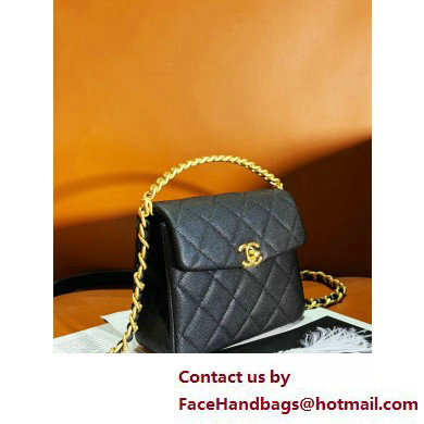 Chanel Grained Calfskin & Gold-Tone Metal Mini Flap Bag with Top Handle AS4472 Black 2025 - Click Image to Close